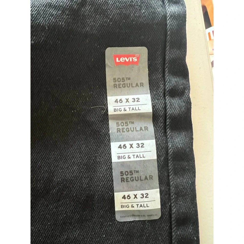 Levi's NEW 46x32 505 Regular Big & Tall Black Jeans NWT